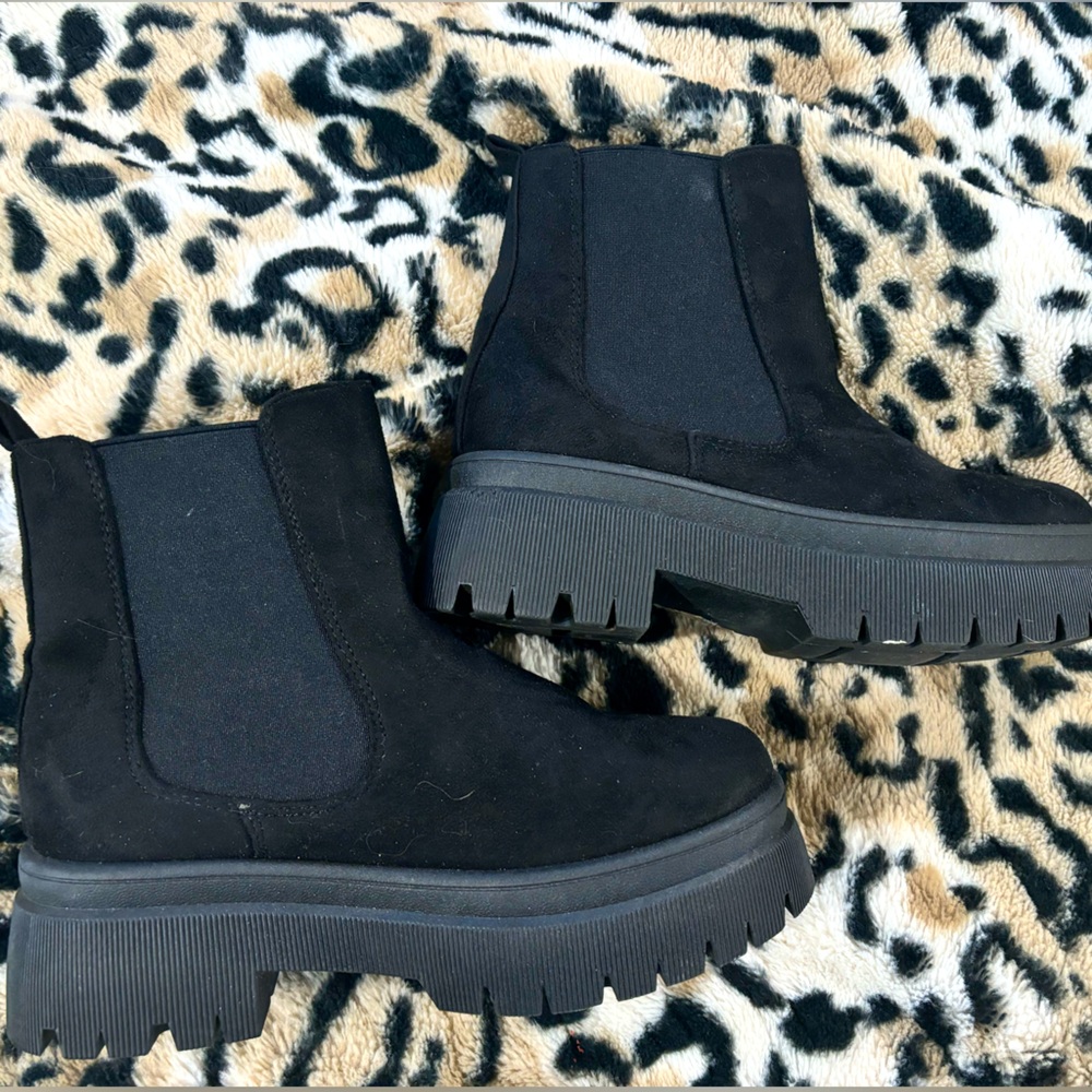 Black suede ankle boots